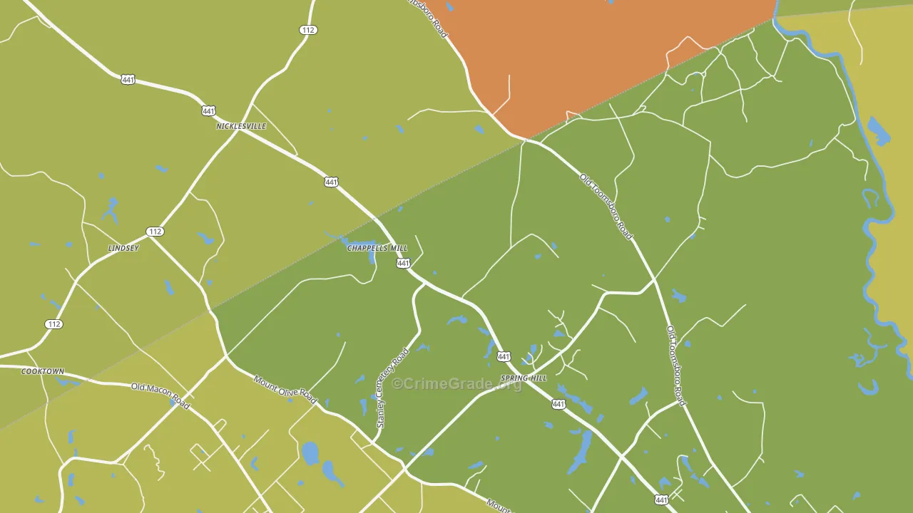 Nicklesville, GA Map of Burglary Rates