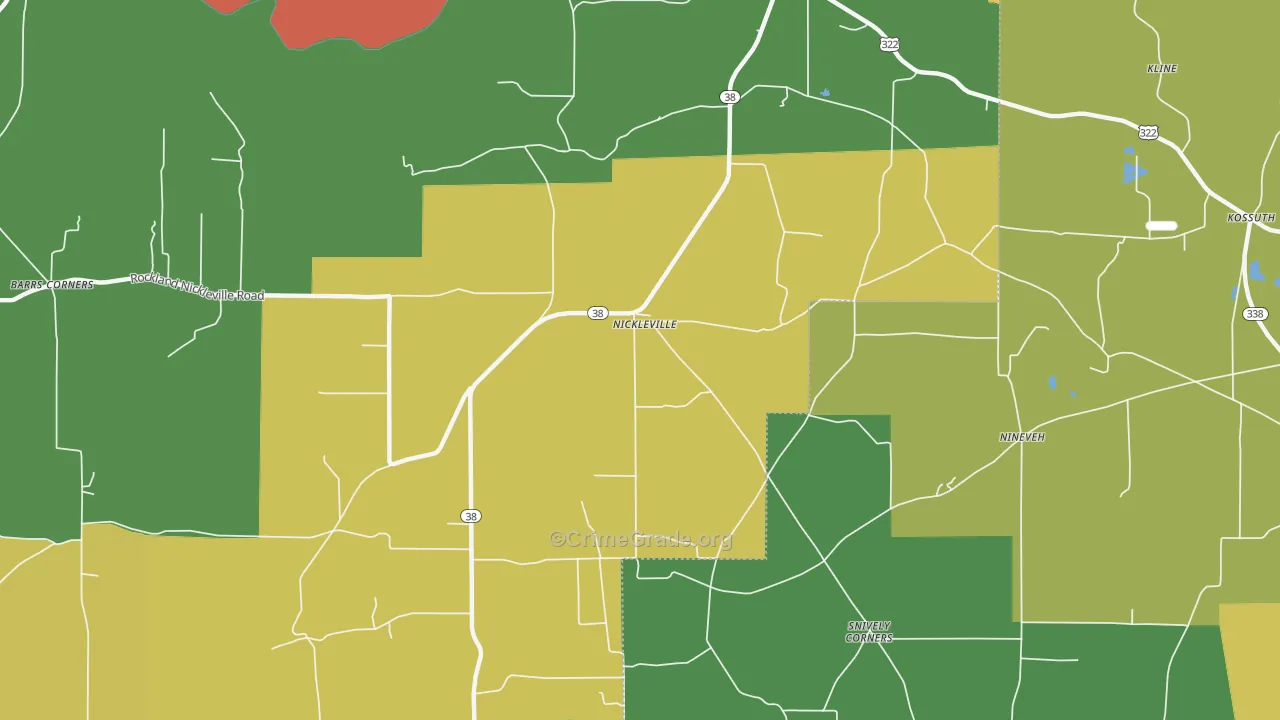 Nickleville, PA Map of Burglary Rates