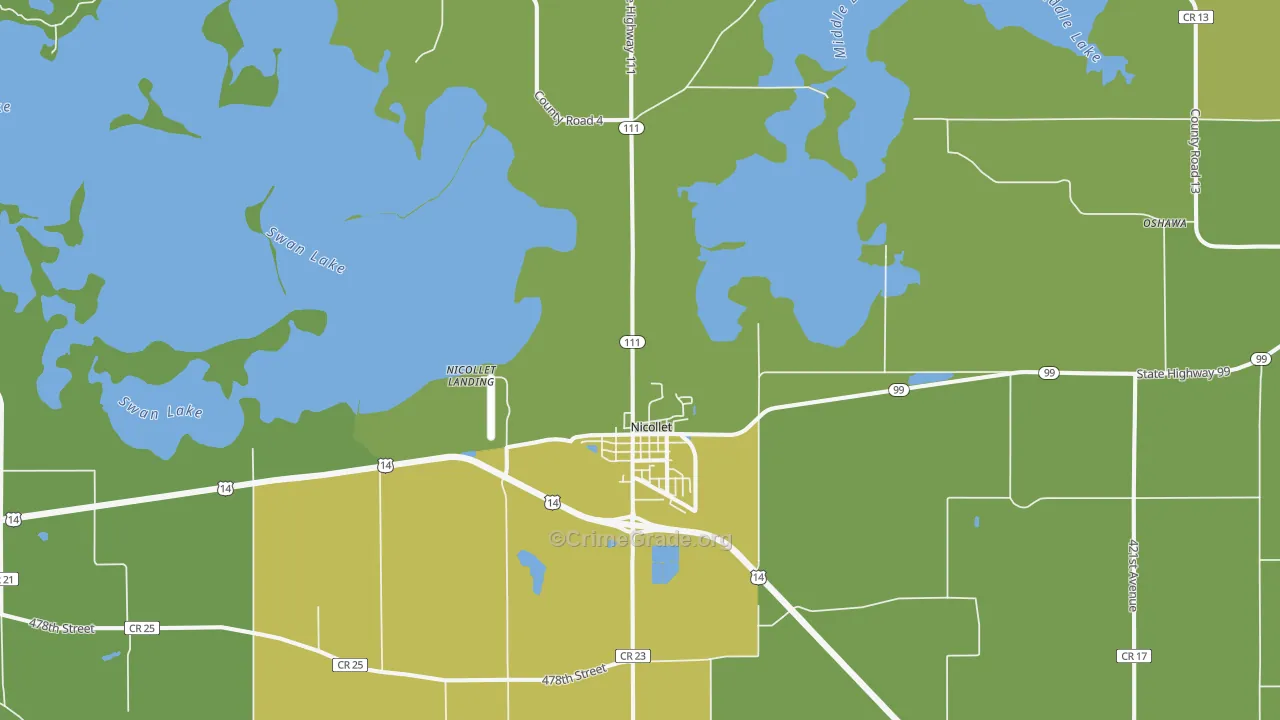 Nicollet, MN Map of Burglary Rates
