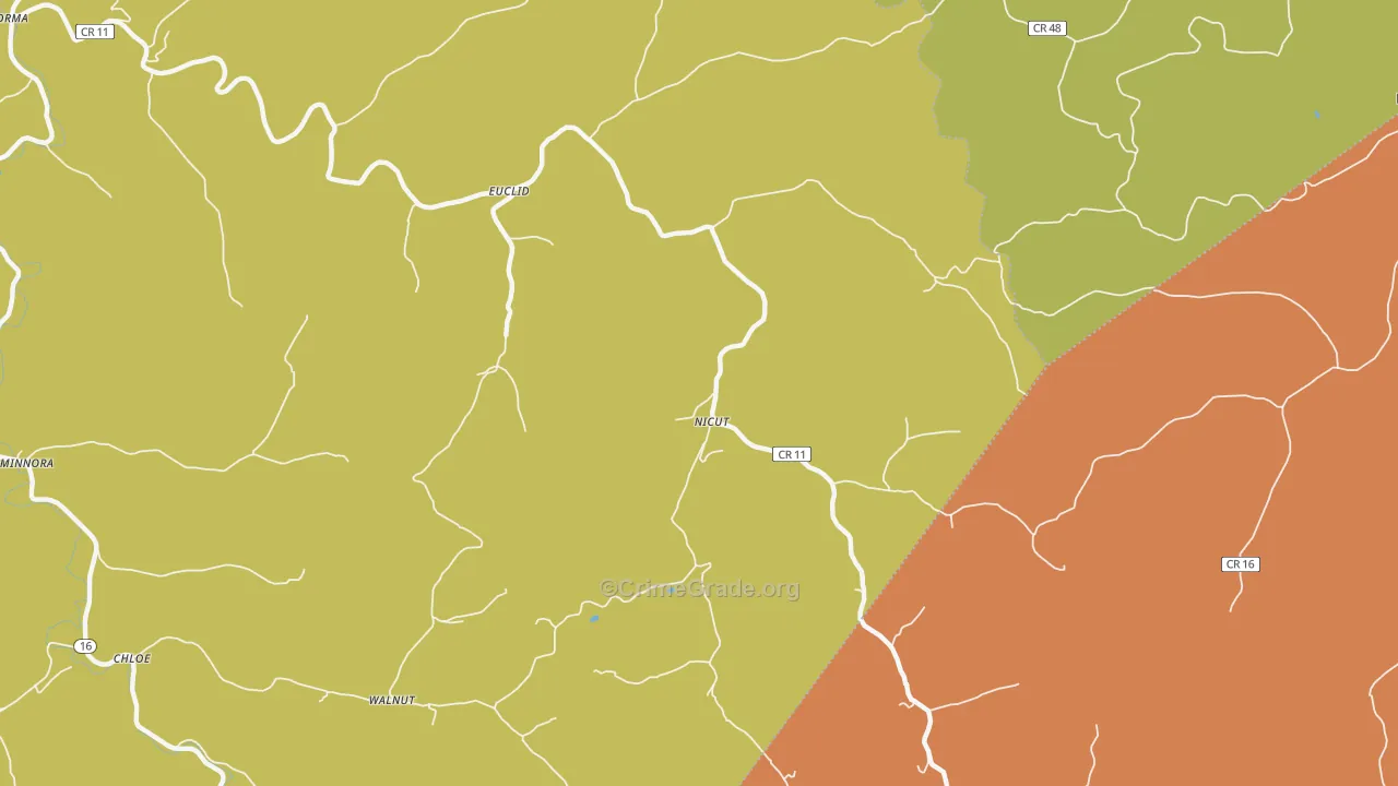 Nicut, WV Map of Burglary Rates