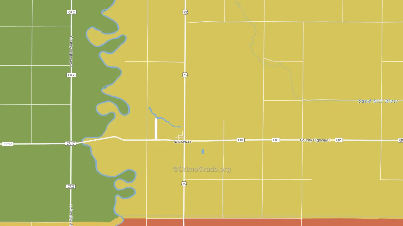 Nielsville, MN Map of Burglary Rates