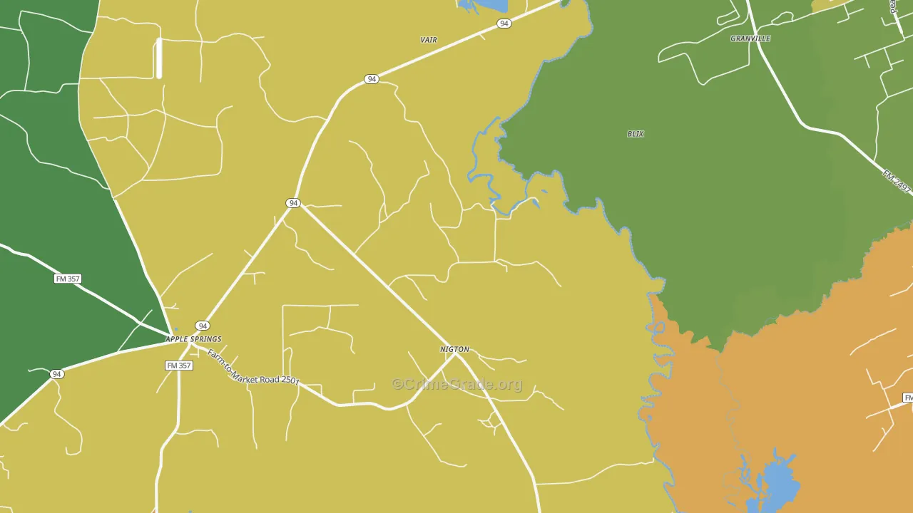 Nigton, TX Map of Burglary Rates