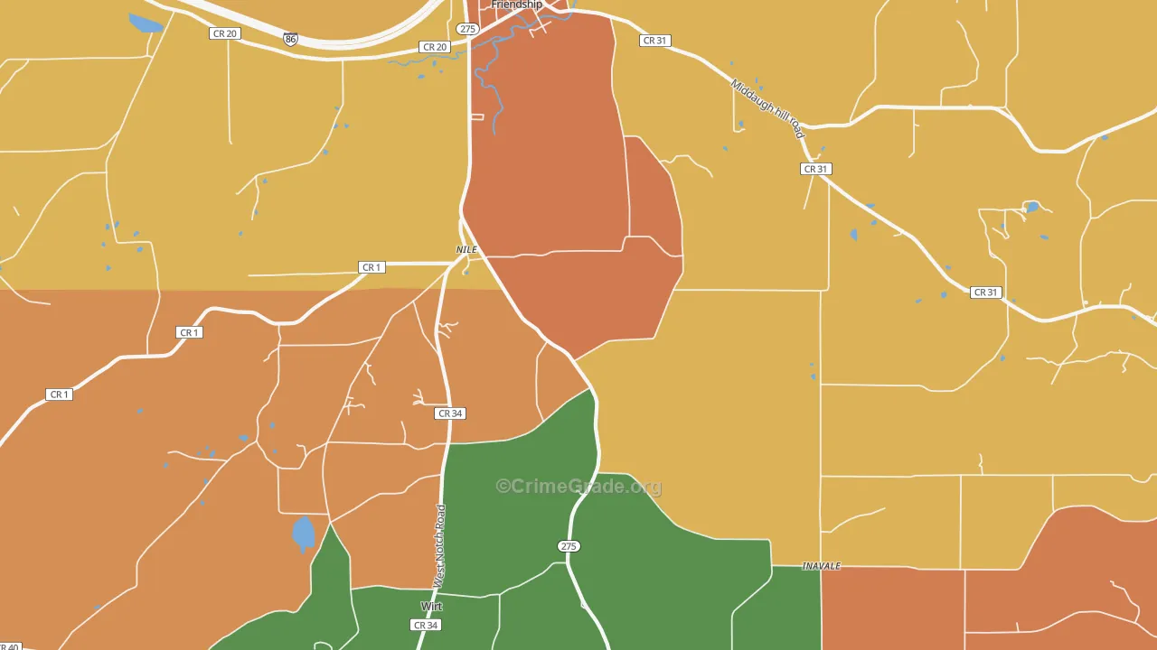 Nile, NY Map of Burglary Rates