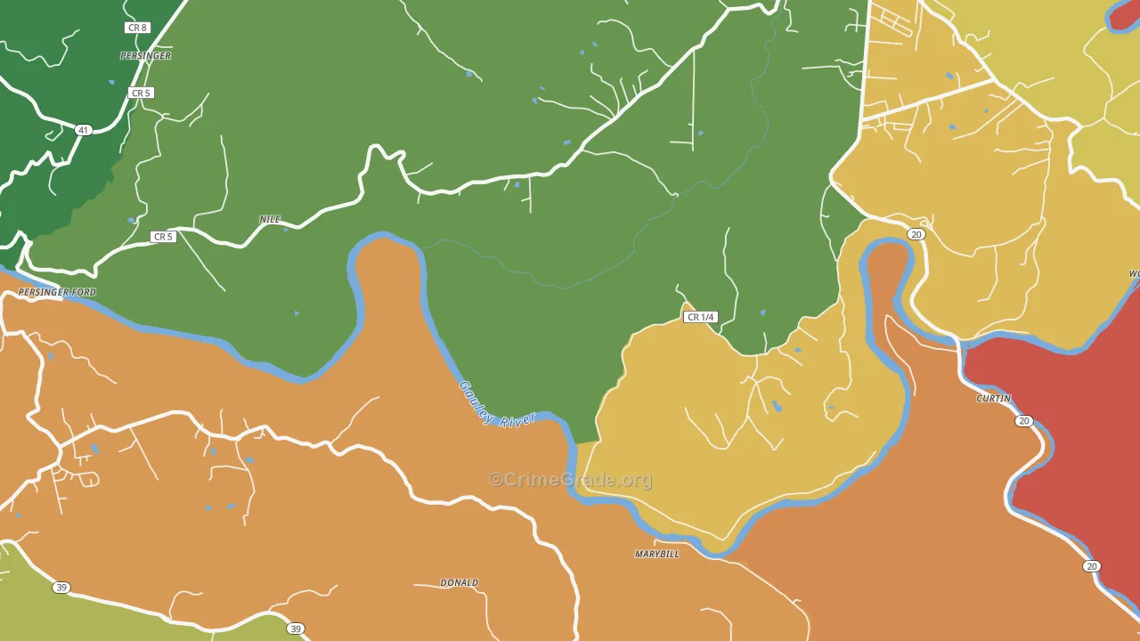 Nile, WV Map of Burglary Rates