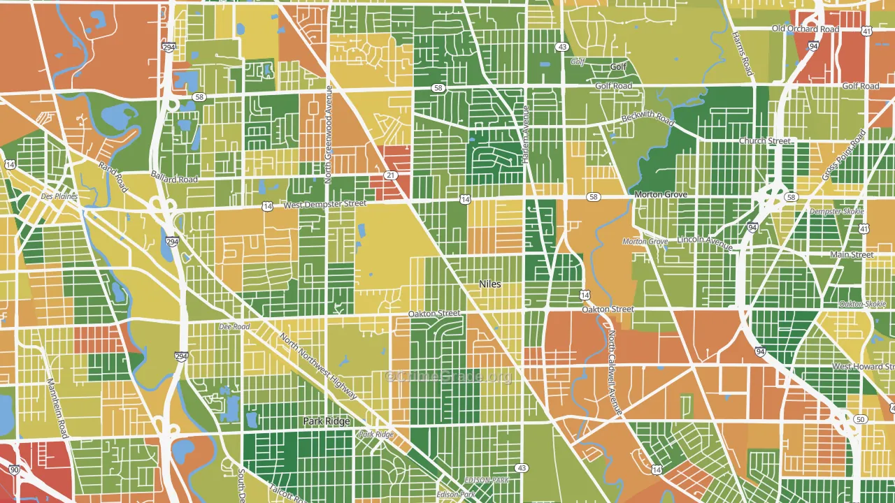 Niles, IL Map of Burglary Rates