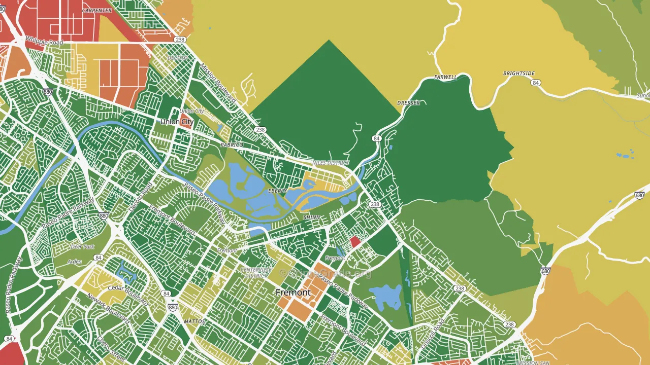 Niles Junction, Fremont, CA Map of Burglary Rates
