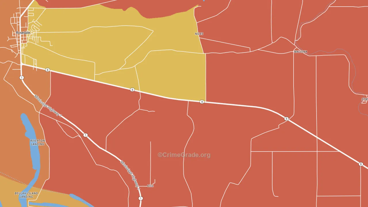 Niles, MS Map of Burglary Rates