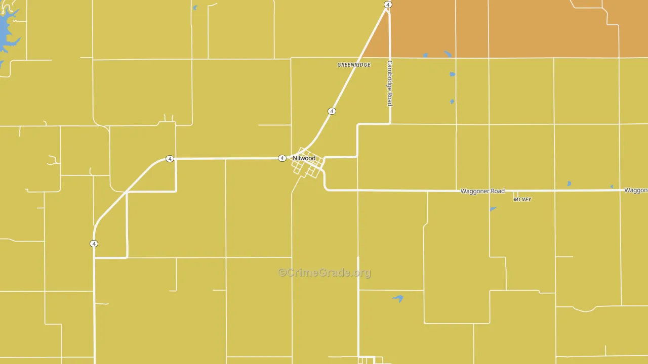 Nilwood, IL Map of Burglary Rates