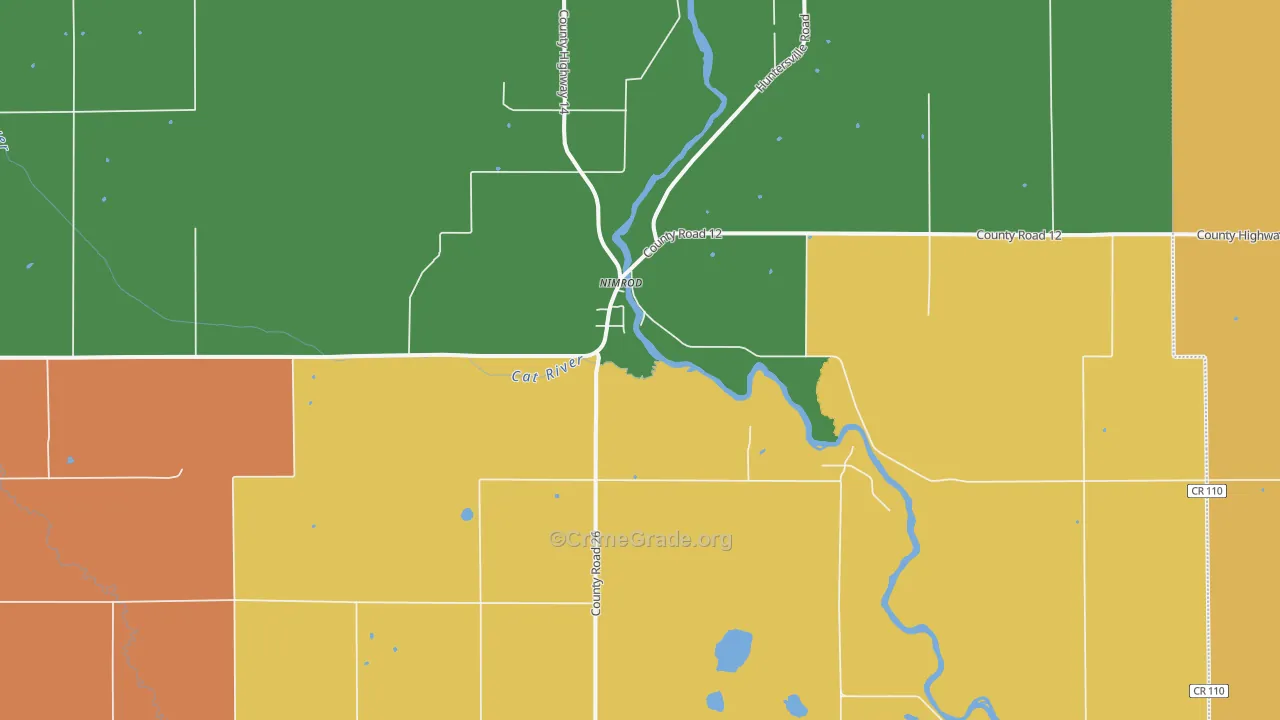 Nimrod, MN Map of Burglary Rates