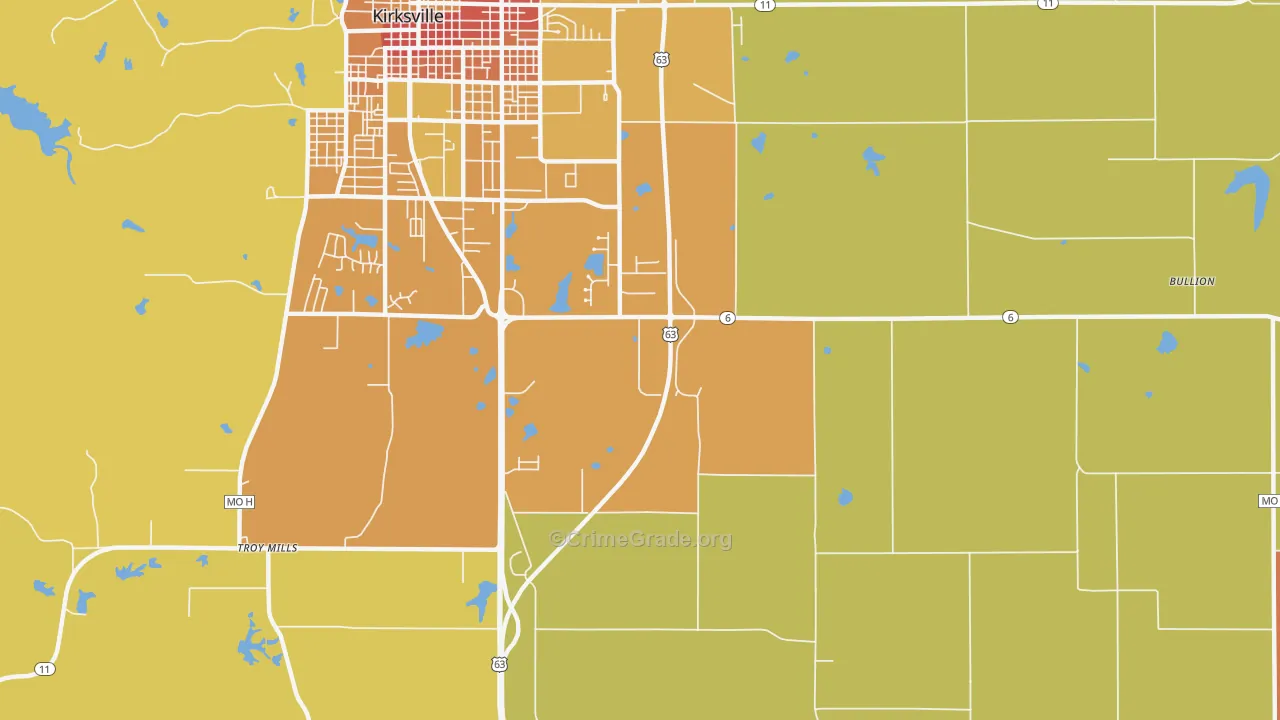 Nind, MO Map of Burglary Rates