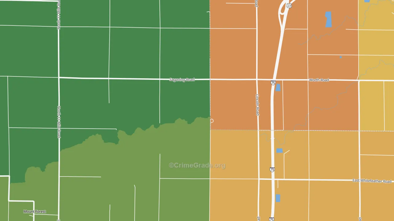 Nine Mile, MI Map of Burglary Rates
