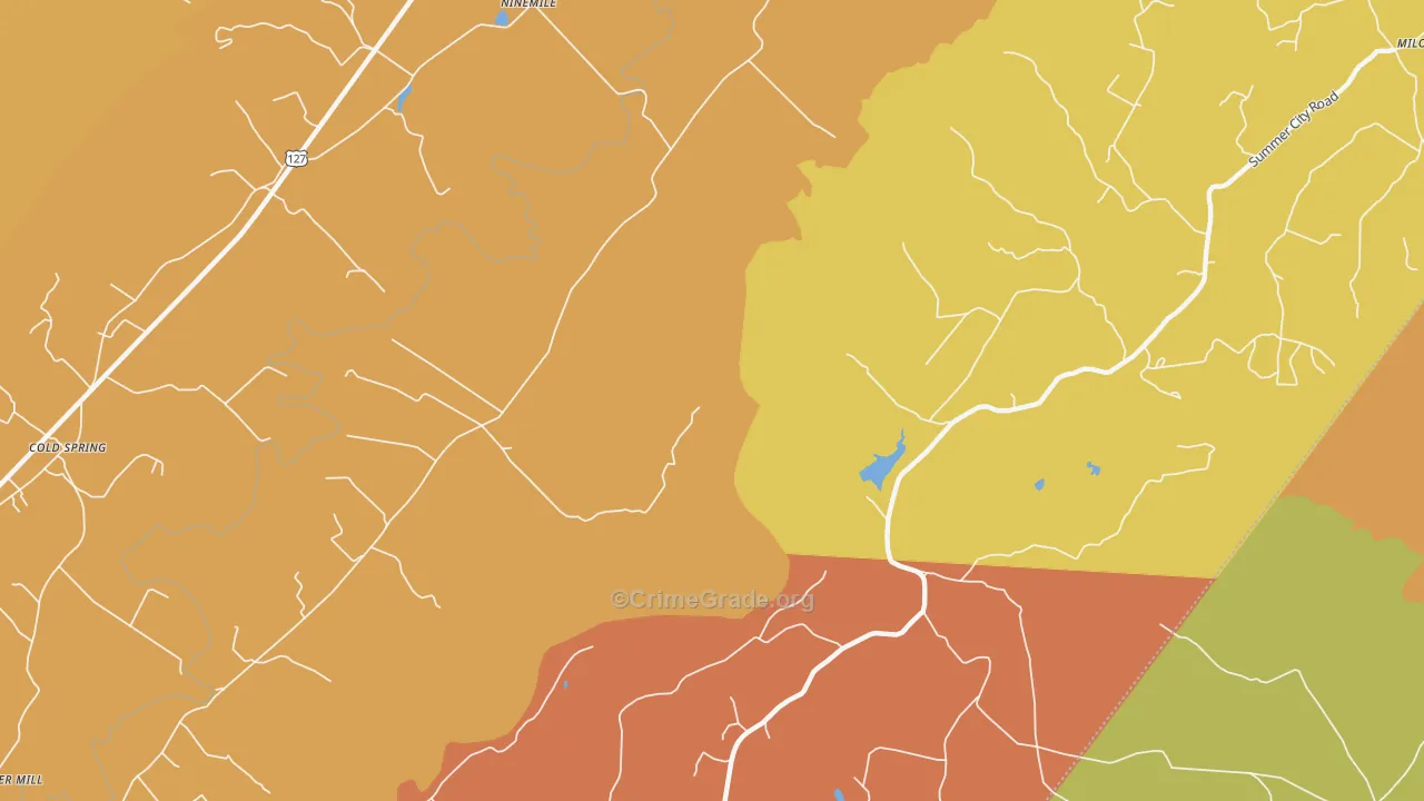 Nine Mile, TN Map of Burglary Rates