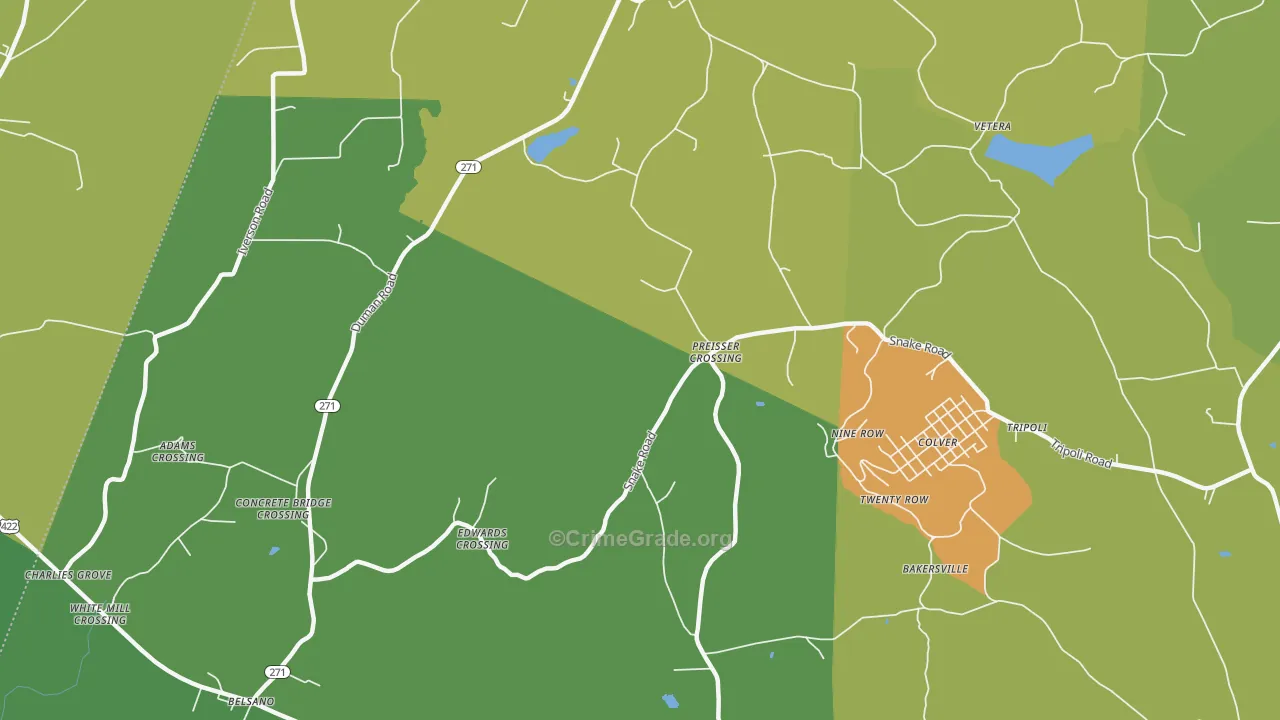 Nine Row, PA Map of Burglary Rates