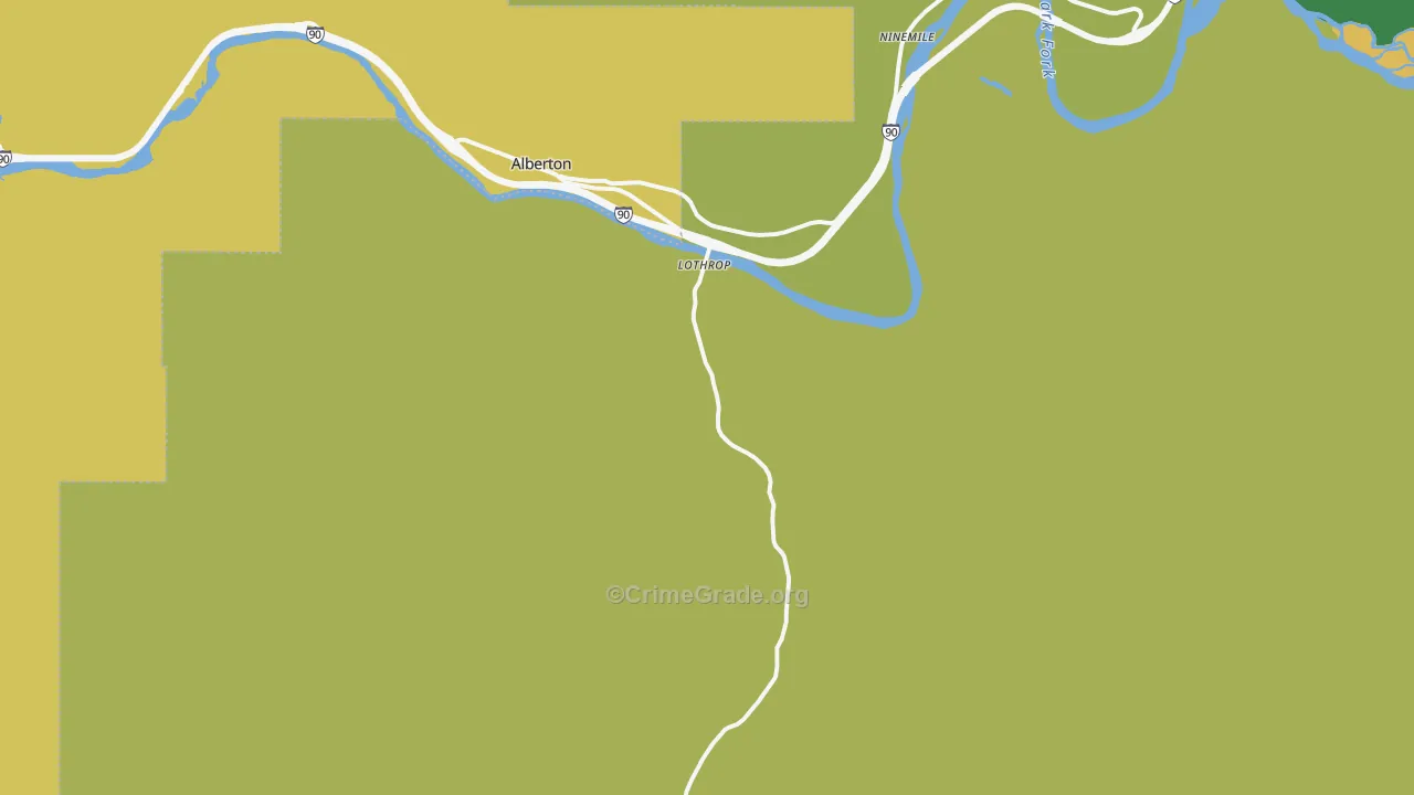 Ninemile, MT Map of Burglary Rates