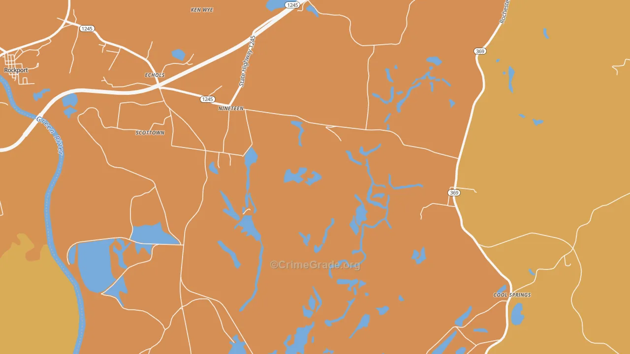 Nineteen, KY Map of Burglary Rates