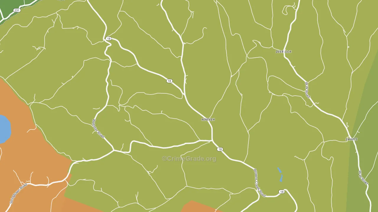 Nineveh, PA Map of Burglary Rates