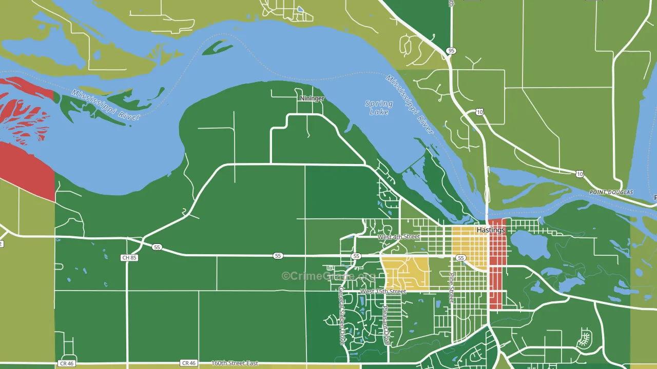 Nininger, MN Map of Burglary Rates