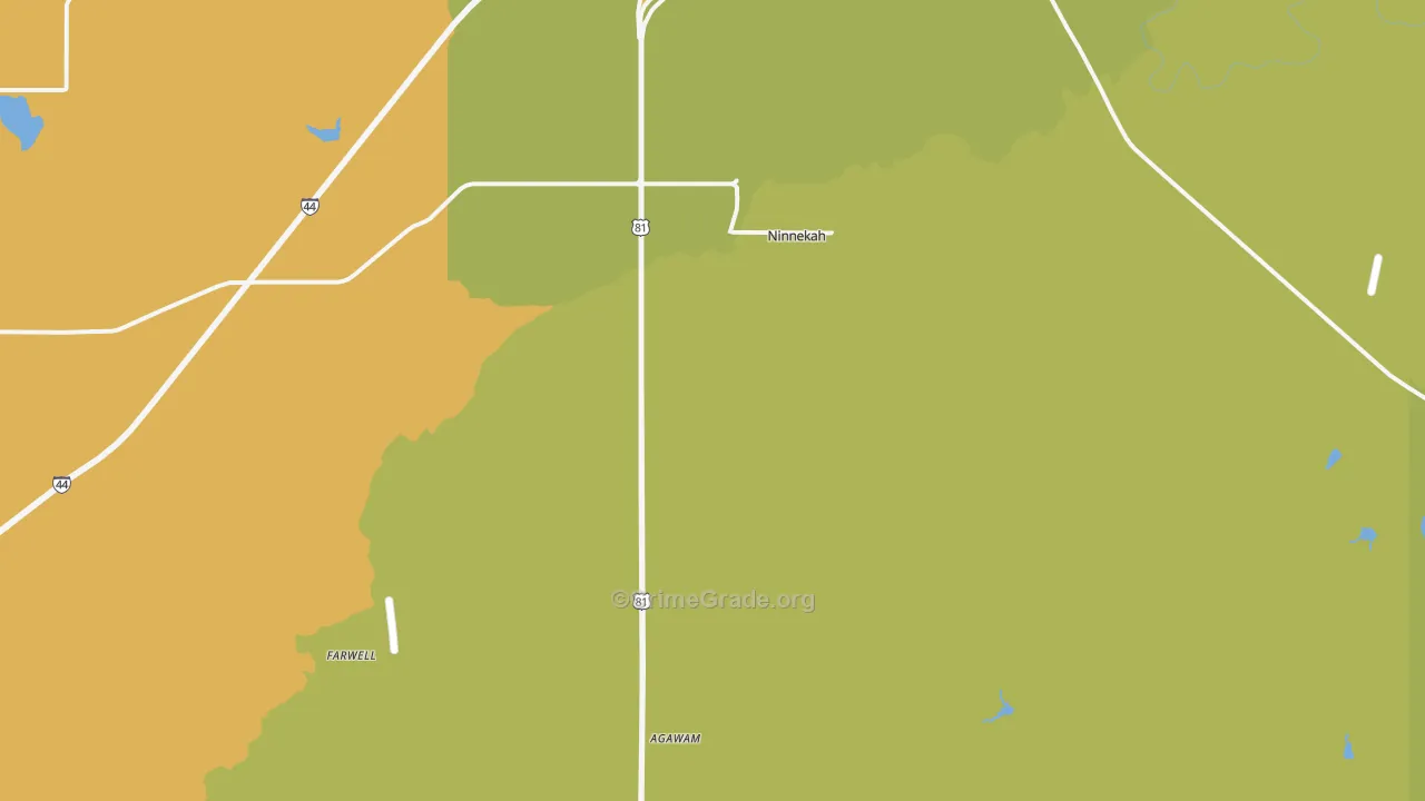 Ninnekah, OK Map of Burglary Rates
