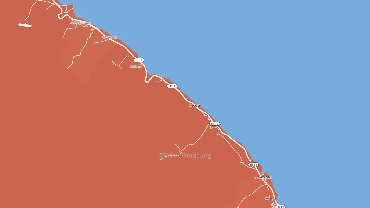 Ninole, HI Map of Burglary Rates