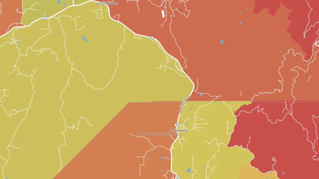 Nipinnawasee, CA Map of Burglary Rates