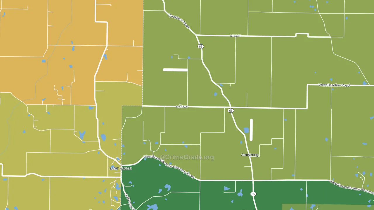 Nisbet, IN Map of Burglary Rates