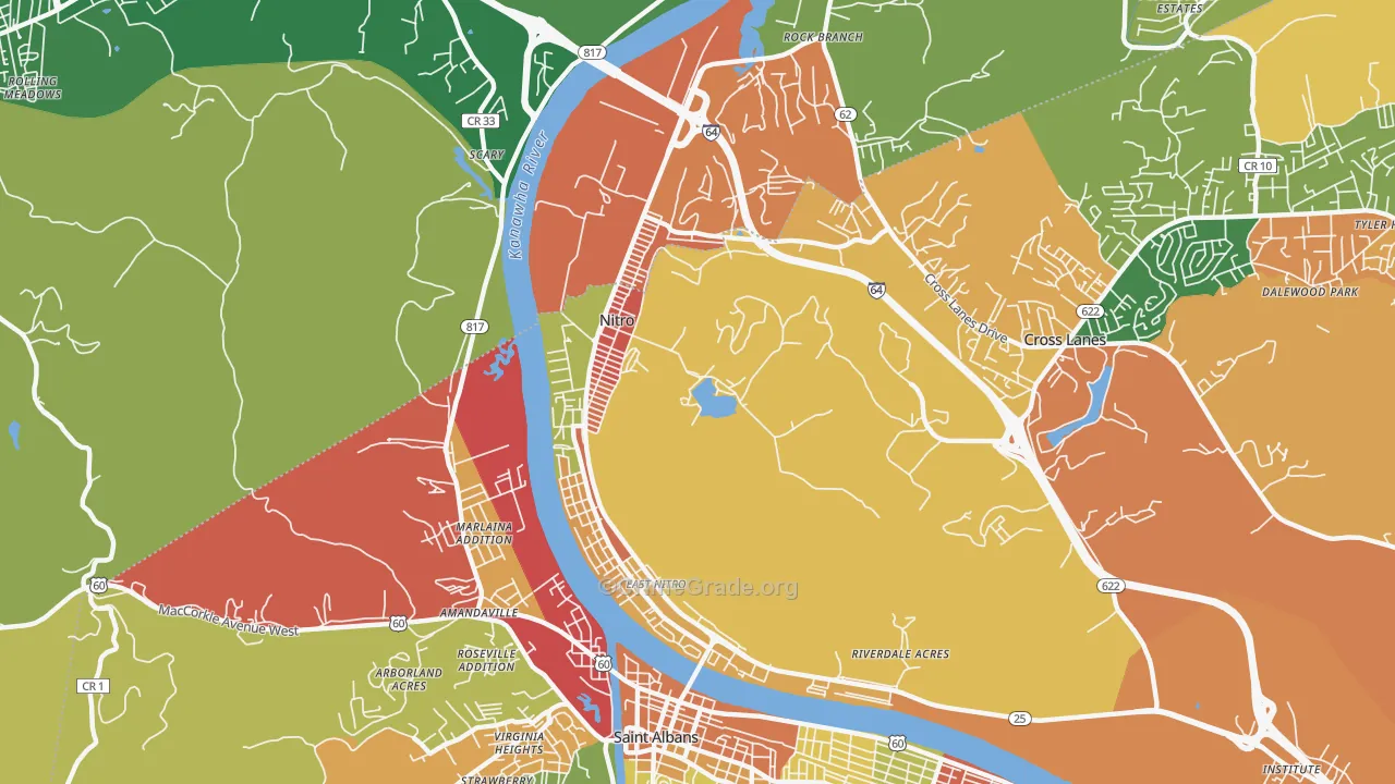 Nitro, WV Map of Burglary Rates