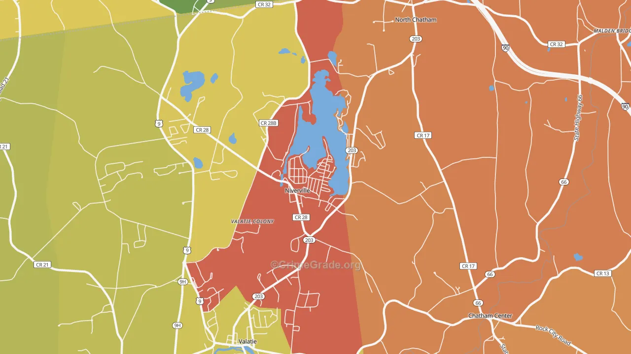 Niverville, NY Map of Burglary Rates