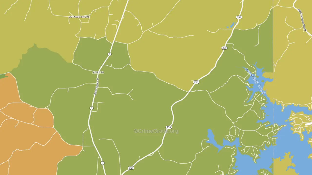 Nixburg, AL Map of Burglary Rates