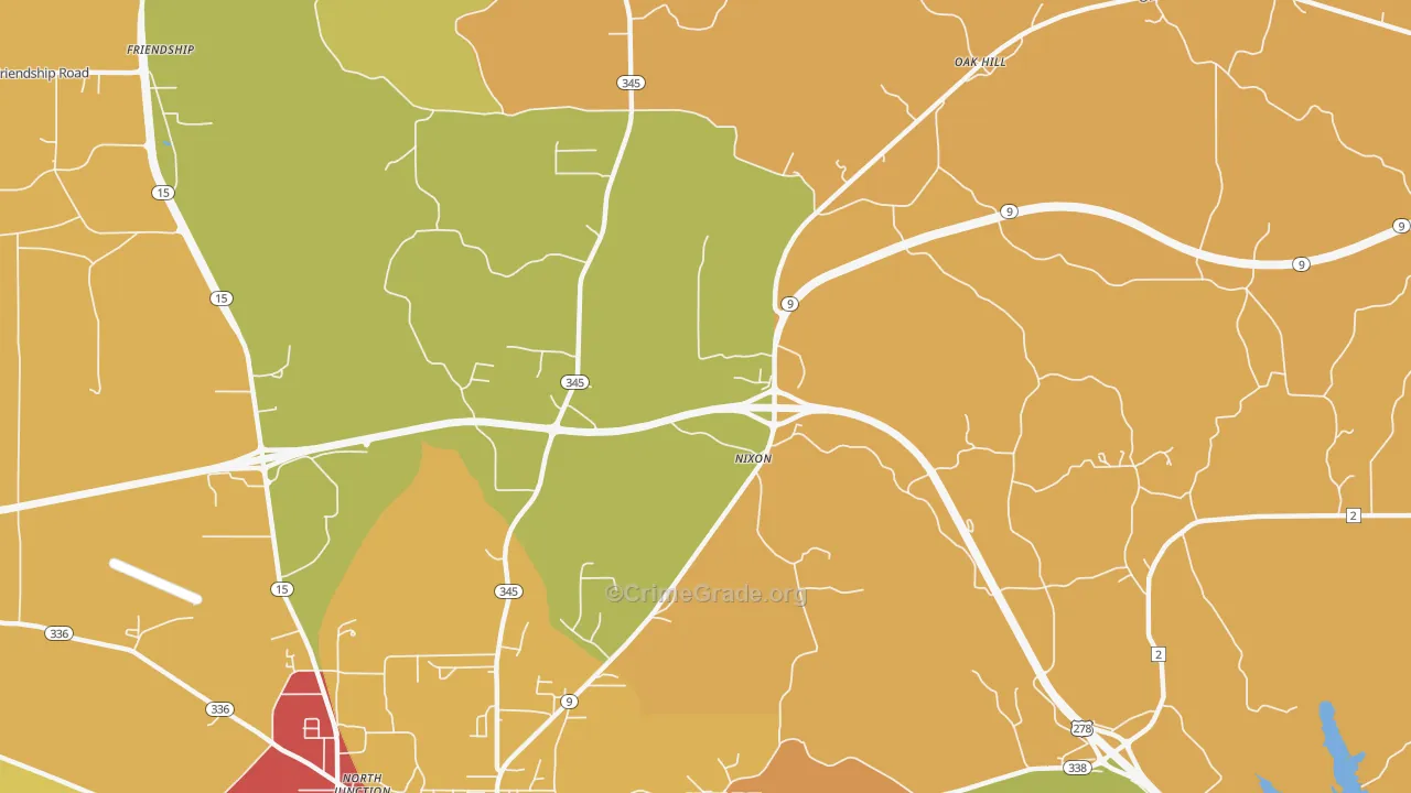 Nixon, MS Map of Burglary Rates