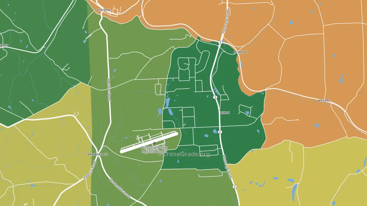 Nixon, PA Map of Burglary Rates