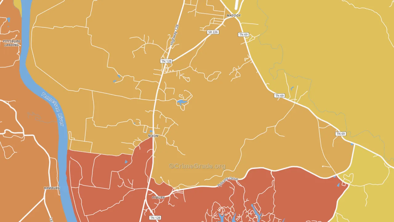 Nixon, TN Map of Burglary Rates