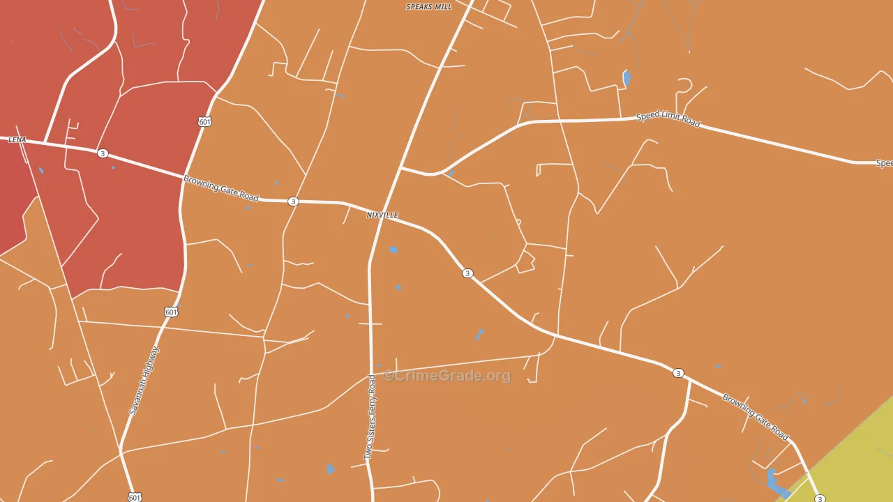 Nixville, SC Map of Burglary Rates