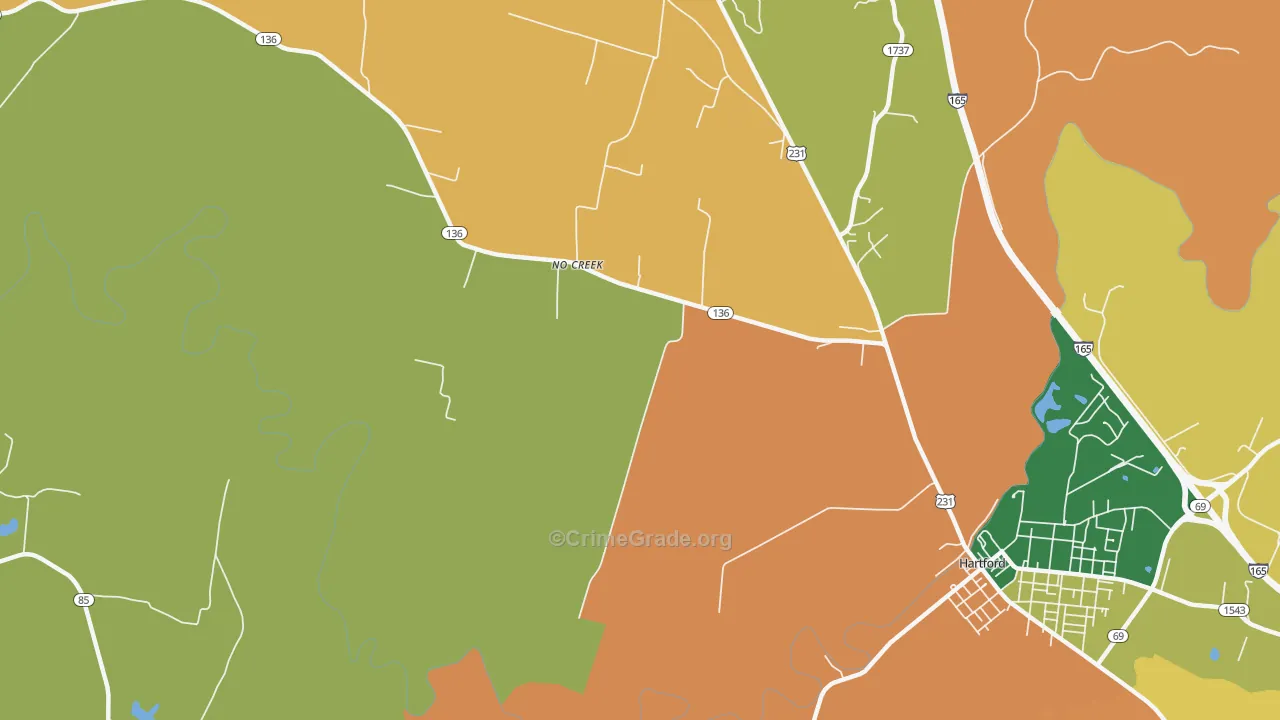 No Creek, KY Map of Burglary Rates
