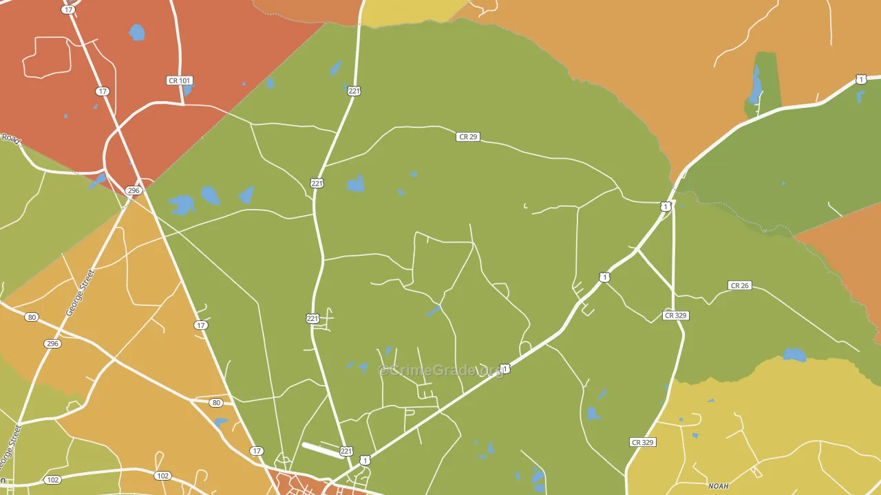Noah, GA Map of Burglary Rates