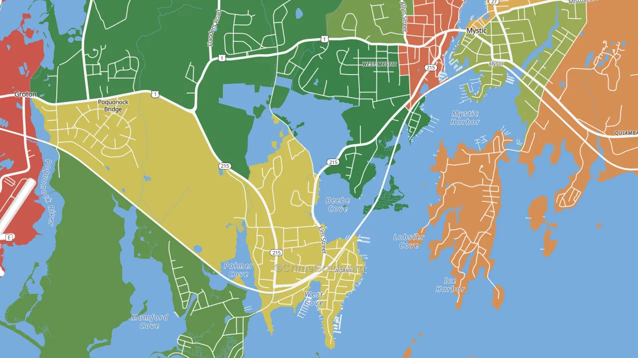Noank, CT Map of Burglary Rates
