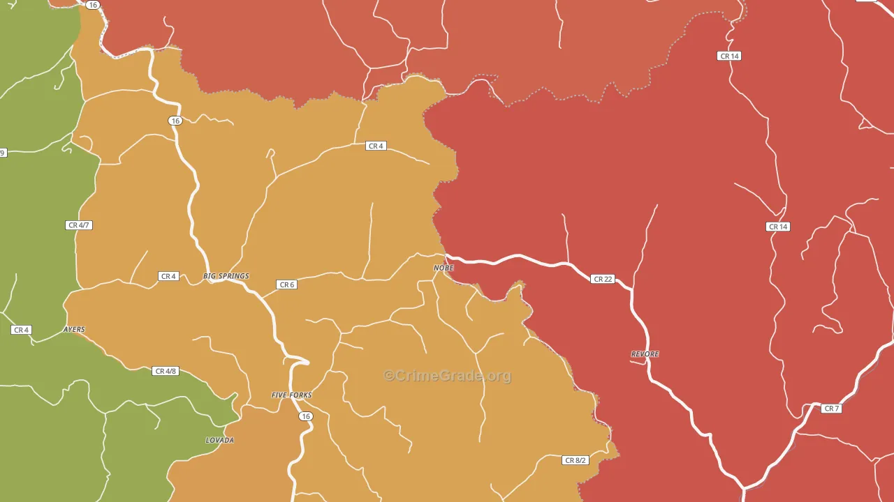 Nobe, WV Map of Burglary Rates