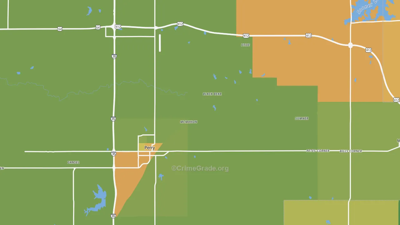 Noble County, OK Map of Burglary Rates