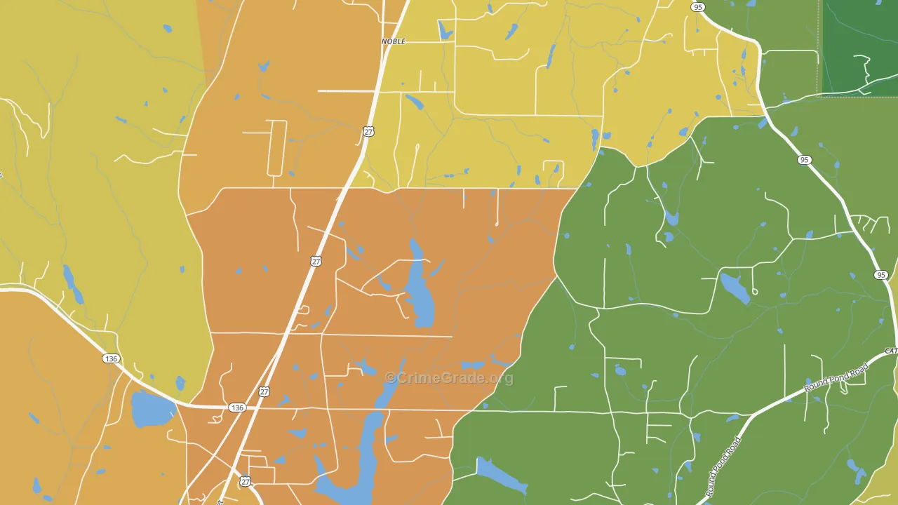Noble, GA Map of Burglary Rates