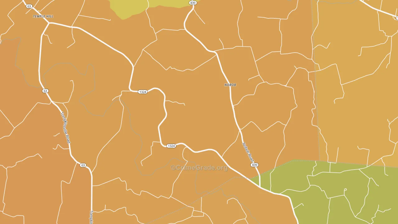 Nobob, KY Map of Burglary Rates