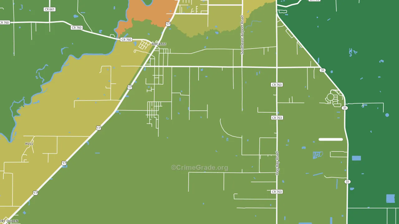 Nocatee, FL Map of Burglary Rates