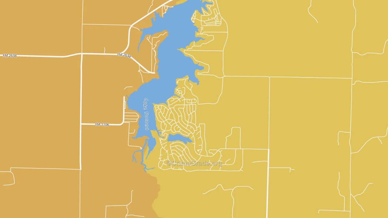 Nocona Hills, TX Map of Burglary Rates