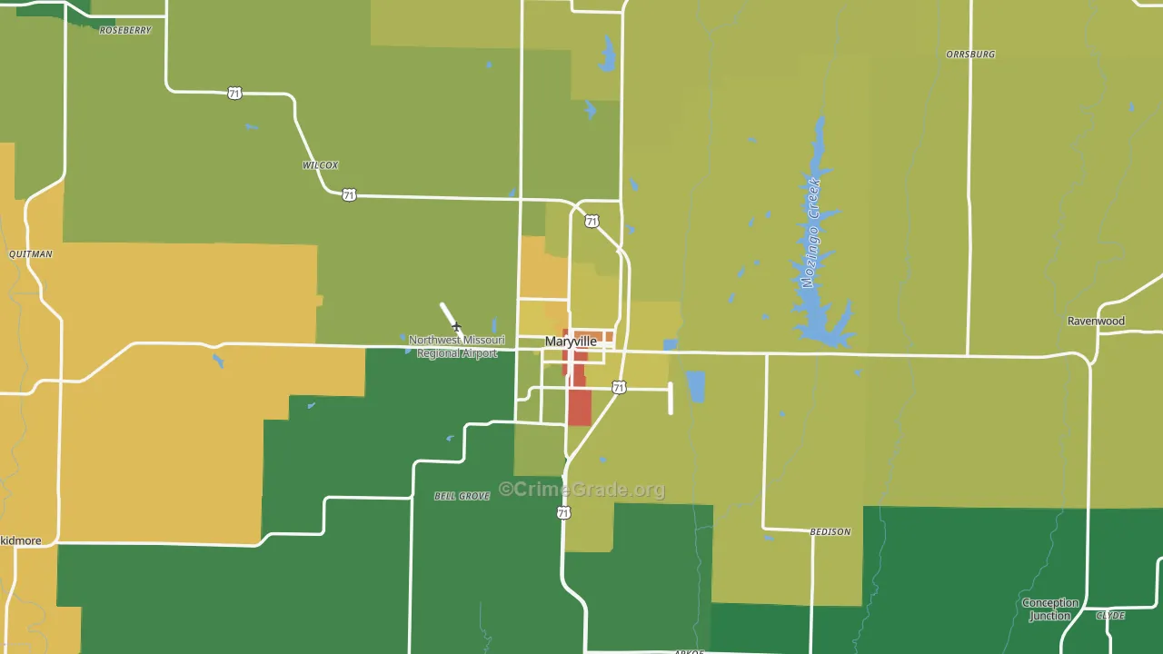 Nodaway County, MO Map of Burglary Rates