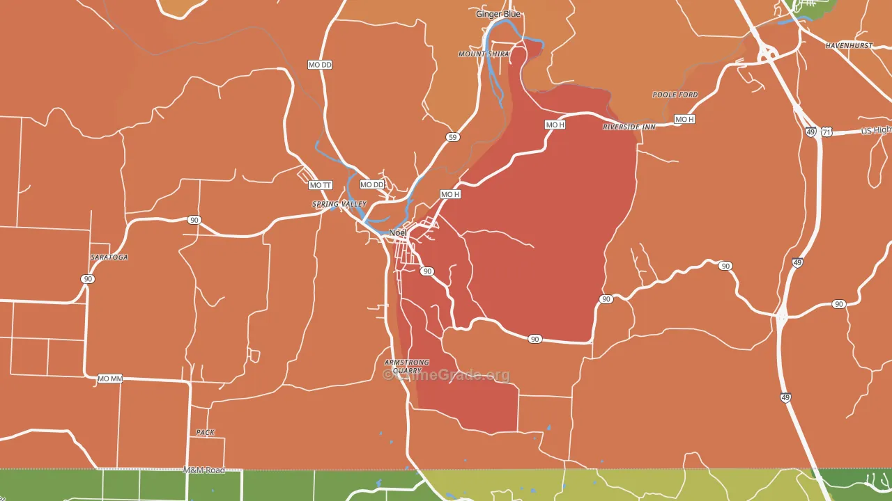 Noel, MO Map of Burglary Rates