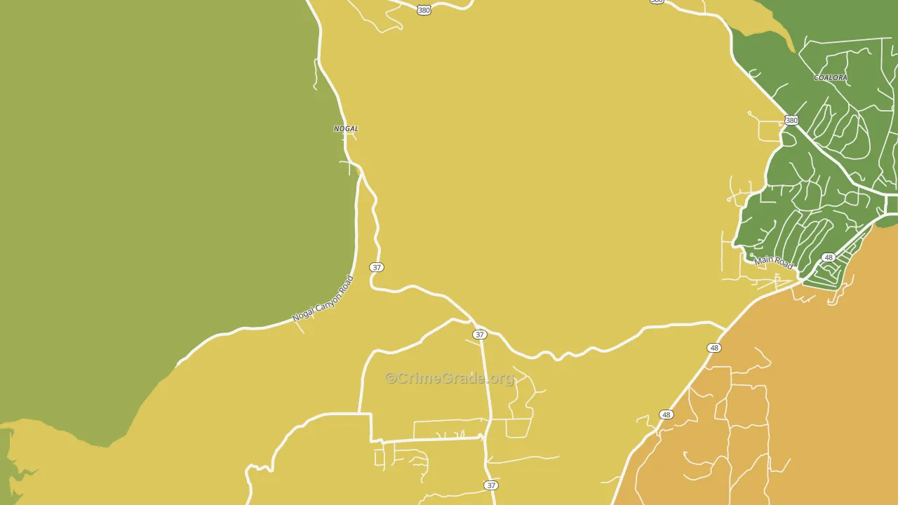 Nogal, NM Map of Burglary Rates
