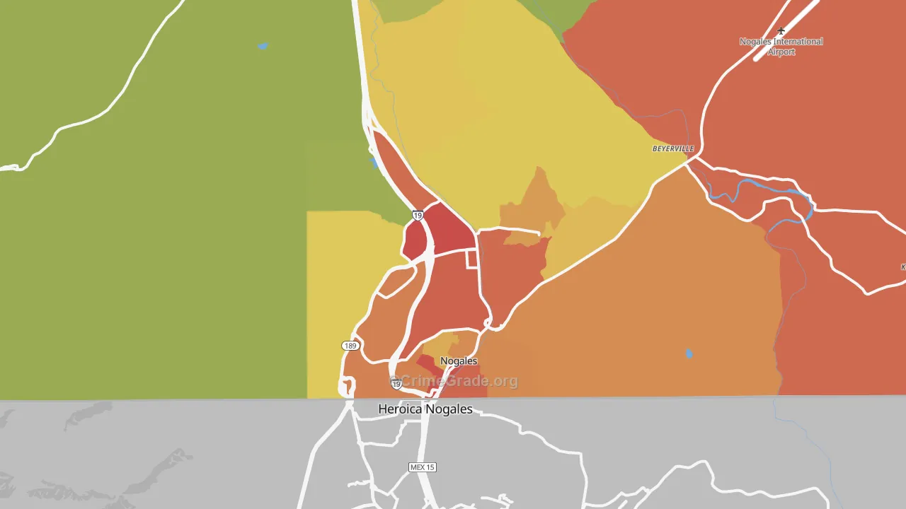 Nogales, AZ Map of Burglary Rates