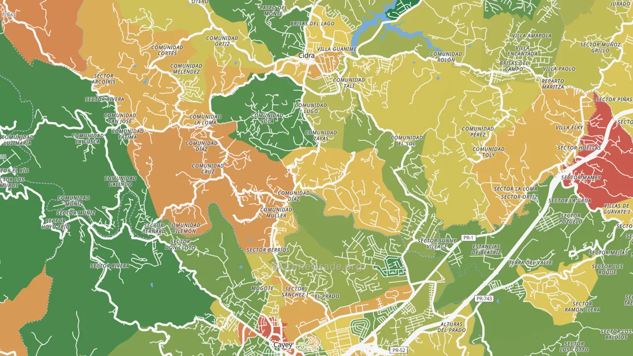Nogueras, PR Map of Burglary Rates