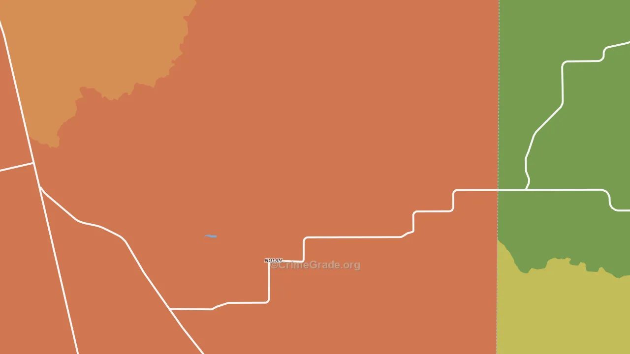 Nolan, TX Map of Burglary Rates