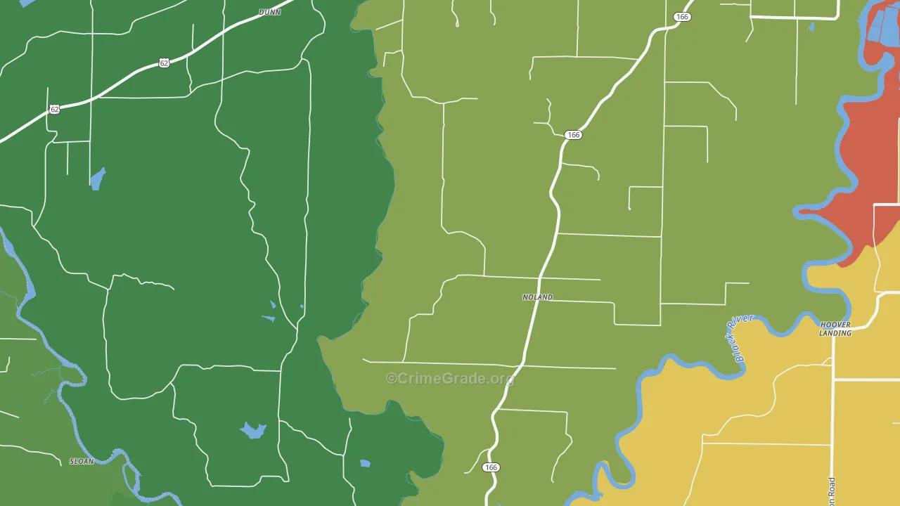 Noland, AR Map of Burglary Rates