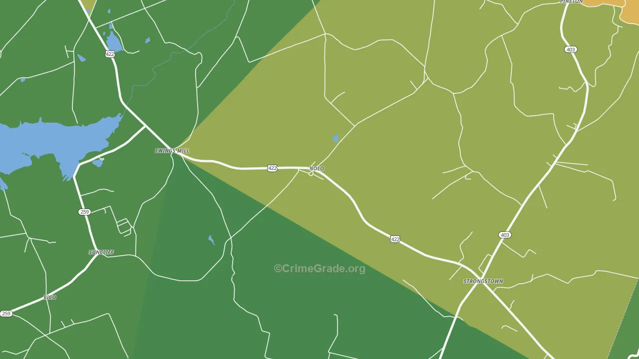 Nolo, PA Map of Burglary Rates