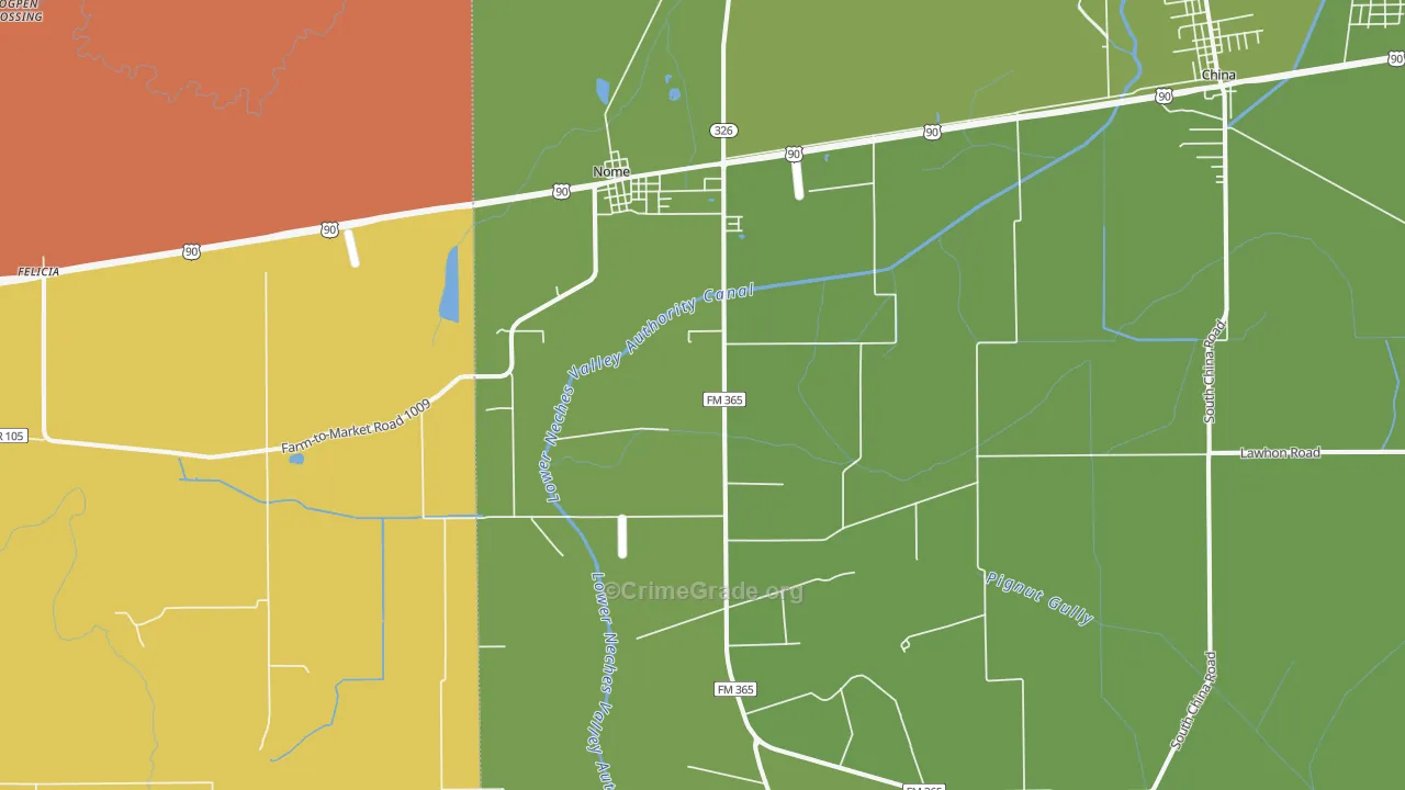 Nome, TX Map of Burglary Rates
